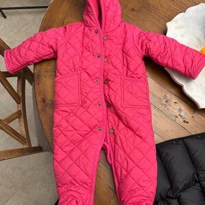 Ralph Lauren Baby | Pink Quilted Snow Bunting fold back mits | 9 Months